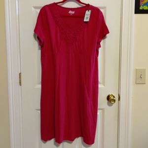 NEW Bass Dress Women's Pink Short Sleeve Knit Size XL Vintage
